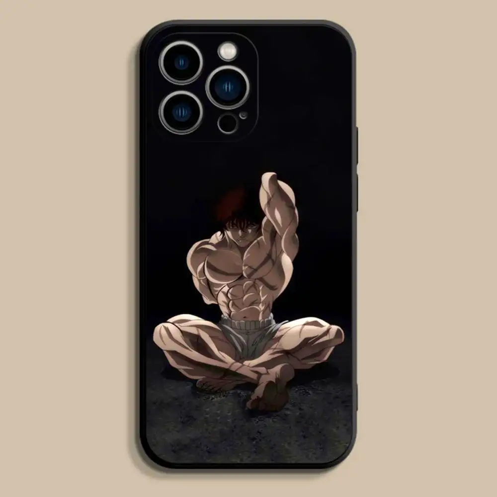 Anime B-Baki Coole Handyhülle für iPhone 17,16,15,14,13,12,Pro,Max,Plus,E,SE4,Air,Mini Schwarz Soft Cover