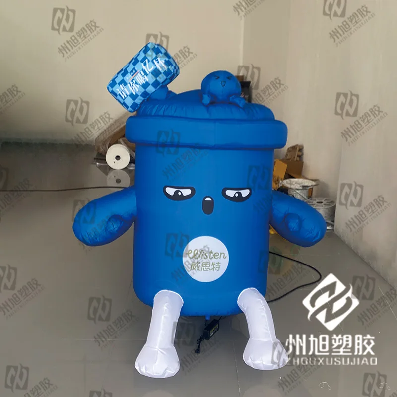 Cartoon inflatable cold drink milk tea coffee barrel air mold booth decoration night market drainage store outdoor publicity