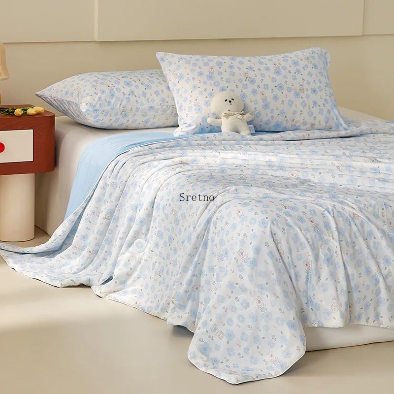 SRETNO Cartoon Summer Cool Quilt Class A Maternal and Child-grade Cooling Fiber Thin Summer Quilt for Children, Machine Washable
