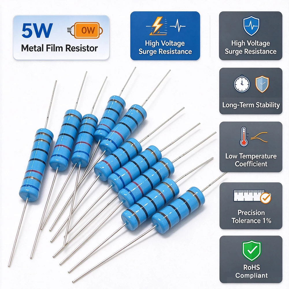 100PCS 5W 1% Metallschichtwiderstand Widerstand 0,1~1M 1,2 1,5 3,3 10R 47 68 100 220 360 390 470 1K 2,2K 10K 22K 4,7K 100K Ohm 100R – Detail 5