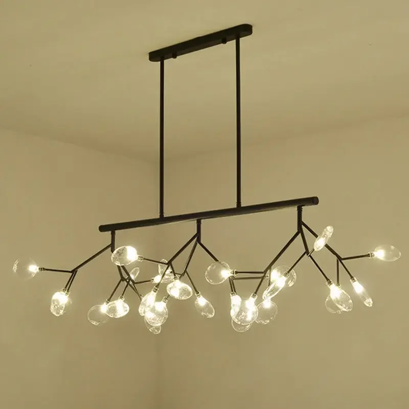 Imagem -04 - Modern Firefly Chandelier Vidro Luz de Teto Ferro Árvore Branch Suspensão Luminária Ouro e Preto Lâmpada Pingente Sala Lustre