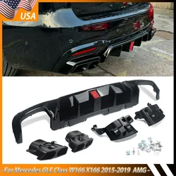 GLOSS BLACK REAR DIFFUSER W/ TIPS BLACK FOR BENZ W166 X166 GLE400 GLE350 AMG ABS