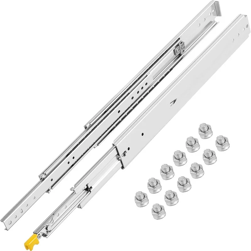 Drawer Slides, 1 Pair 60inch Locking Drawer Slides, 500lbs Load Capacity, Side Mount Ball Bearing Drawer Glides