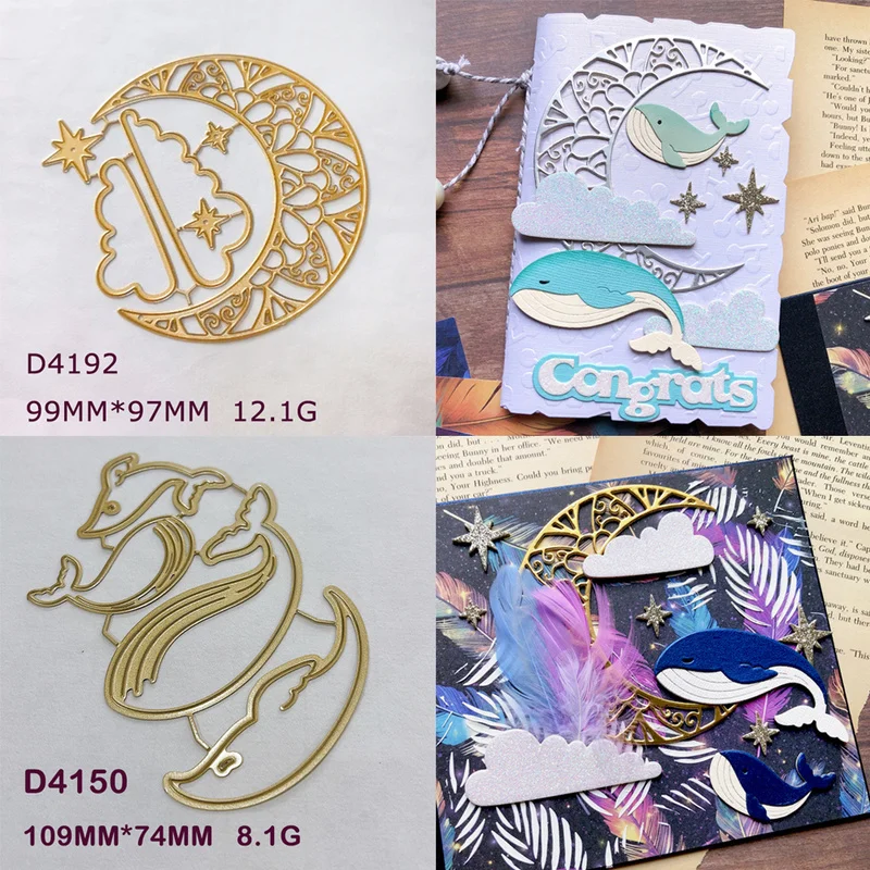 Moon Star Cloud Whale Metal Cutting Dies DIY Scrapbooking Card Making Embossing Die‑cuts Stencil Paper Craft Album Decoration