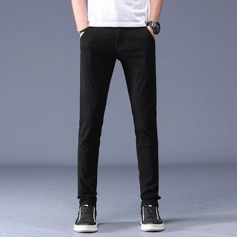 2023 New Elastic Cotton Fashion Slim Fit Men's Khaki Casual Pants 6 Color Simple Business Office Men's Pants