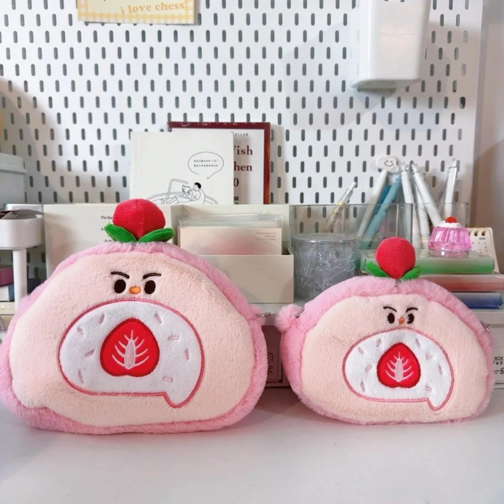 

Casual Cute Swiss Roll Coin Purse Soft Large Capacity Plush Crossbody Bag Chain Cake Shape Cartoon Shoulder Bag Students