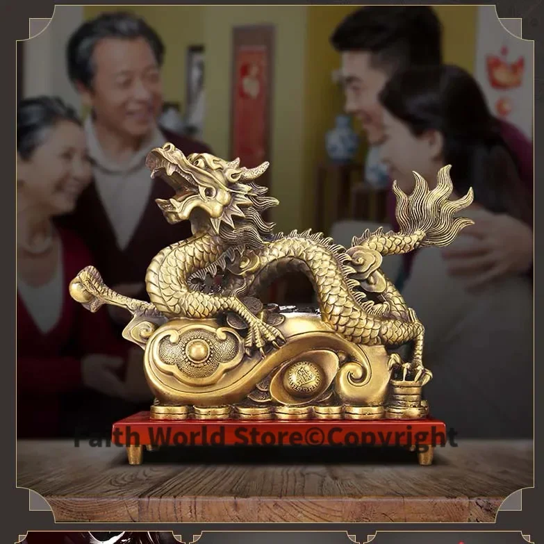 جلب كبير في الثروة الكنز متجر المنزل الأعمال المال رسم التميمة حظا سعيدا فورتشن التنين الذهبي فنغ شوي تمثال نحاسي أ