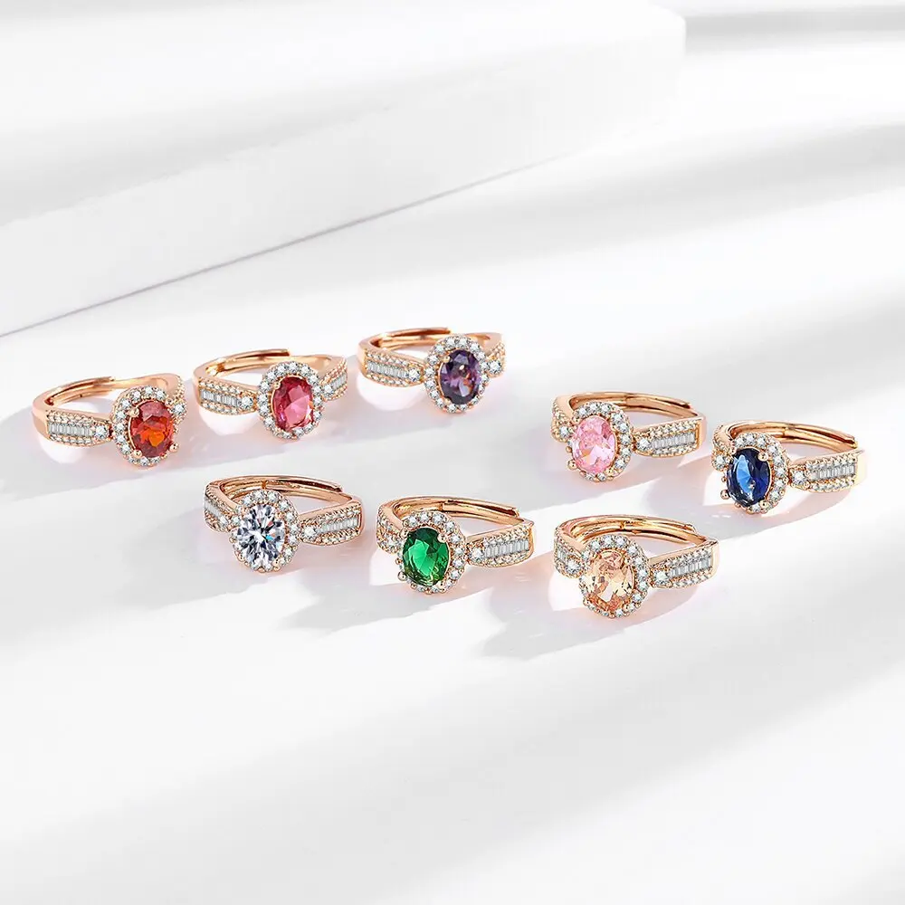 

Women's Silver - Inlaid Colorful Zircon Ring, Adjustable Open Design, Ideal for Party/Birthday Gift