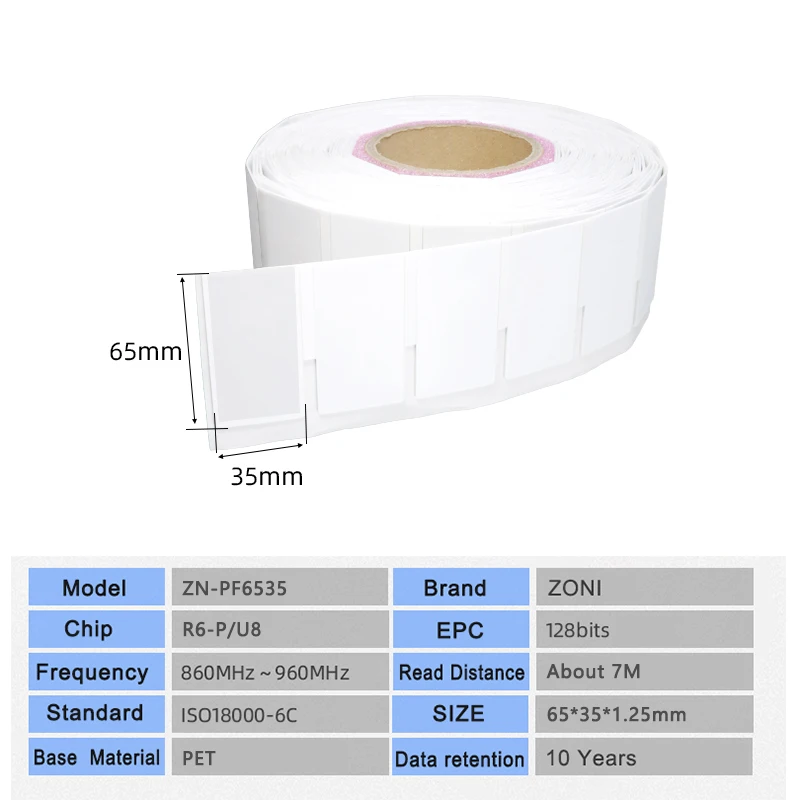 Rfid Uhf Tag Flexibele Anti Metaal 18000-6c 860-960Mhz Rfid Uhf Sticker Label Elektronisch Label 900 Mhz Hoge Kwaliteit 50 Stuks