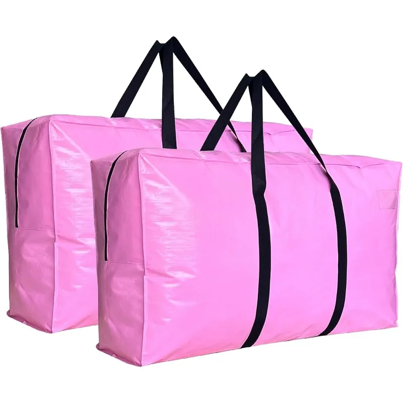 48 Gallon Extra Large Storage Bags Bins, Pink Jumbo Moving Storage Bags, Waterproof Foldable Big XL Duffle Bag for Travel