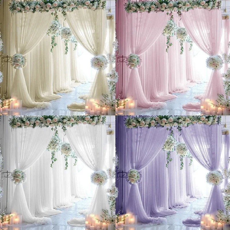 

Elegant Wedding Curtains Romantic Bohemian Style Wedding Arch Draping Curtain Sheer Gauze Fabric Background Curtains for Wedding