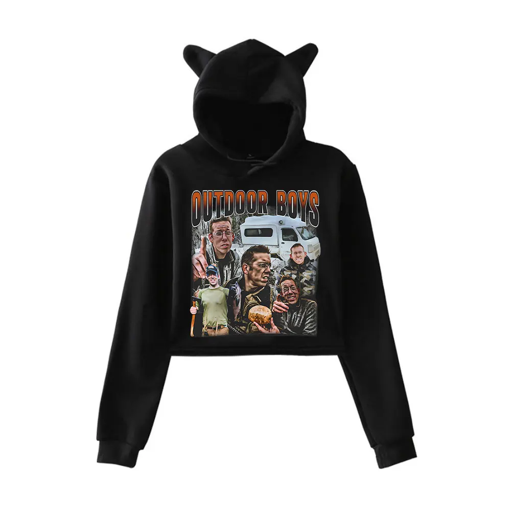 

Outdoor Boys Hoodie Vintage 90s Streetwear Fashion Merch Hoodies Sweatshirts for Girls Cat Ear Crop