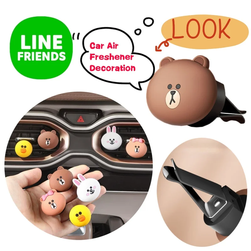 

Line friends Brown Cony Sally Choco Creative Personality Car Aromatherapy Doll Animation Cartoon Cute Car Air Outlet Decoration