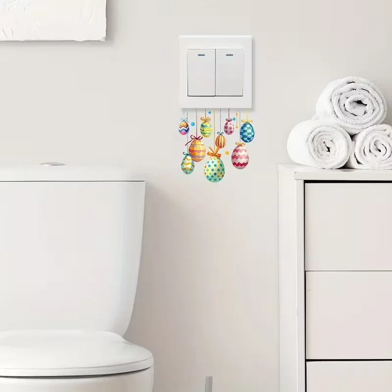 1 piece of Easter decoration light sticker Easter egg pattern self-adhesive decoration sticker waterproof PVC home decoration