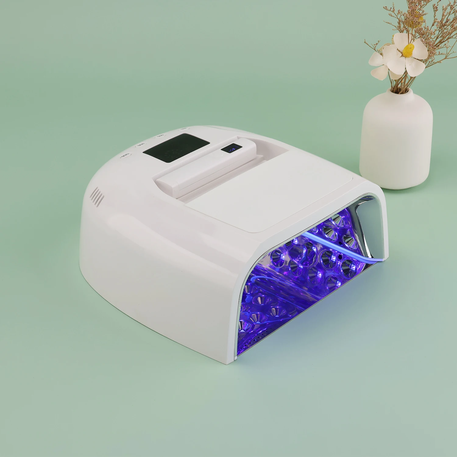 Nieuwe collectie professionele 128W sterke kracht wit licht UV LED nagellamp droger met draagbare mini-handvatlamp