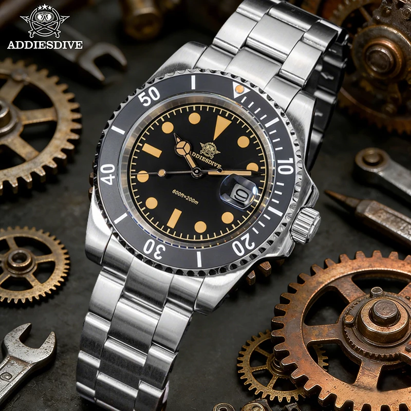 

ADDIESDIVE Men's Quartz Watch 200m Waterproof Super Luminous Wristwatch Ceramic Bezel Calendar 316L Stainless Steel Dive Watches