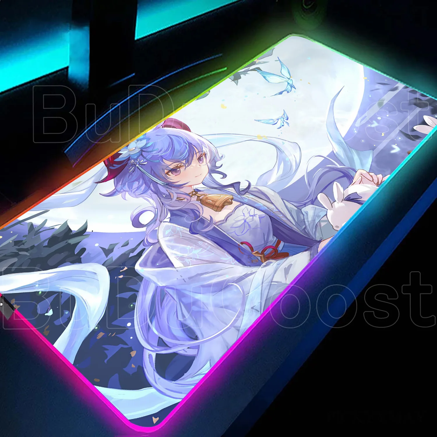 

Cute Girl Genshin Impact Ganyu Anime RGB Mouse Pad Gaming Mousepad Rubber Desk Mat Accessories Desk Protector Game Keyboard Pads