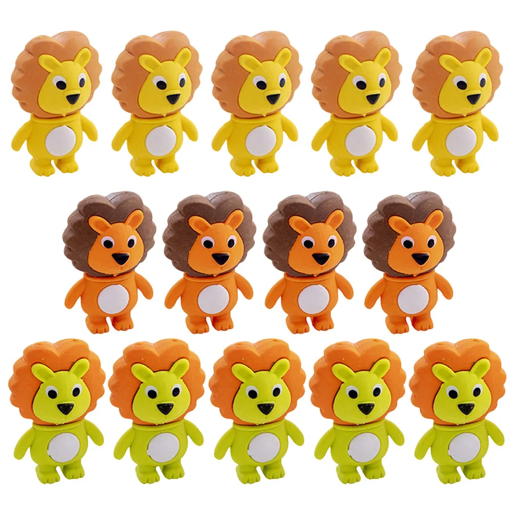 48 pièces adorables en forme de Lion mignon dessin animé Animal en vrac Mini gommes pour dessiner gommes en caoutchouc maison bureau fête artisanat