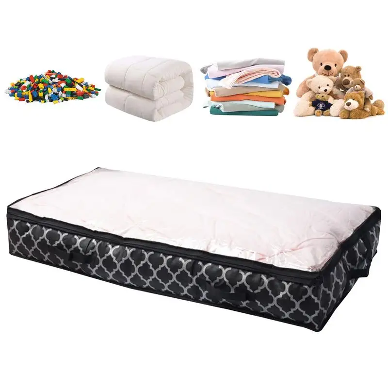 Underbed Storage Bag Organizer Large Capacity Box With Reinforced Strap Handles Folding Under Bed Storage Containers With