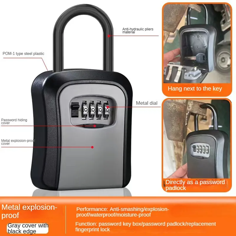 

Decoration Password Key Box, Wall-mounted Password Lock Construction Site Cat Eye Installation Lock Box, Metal Anti-theft