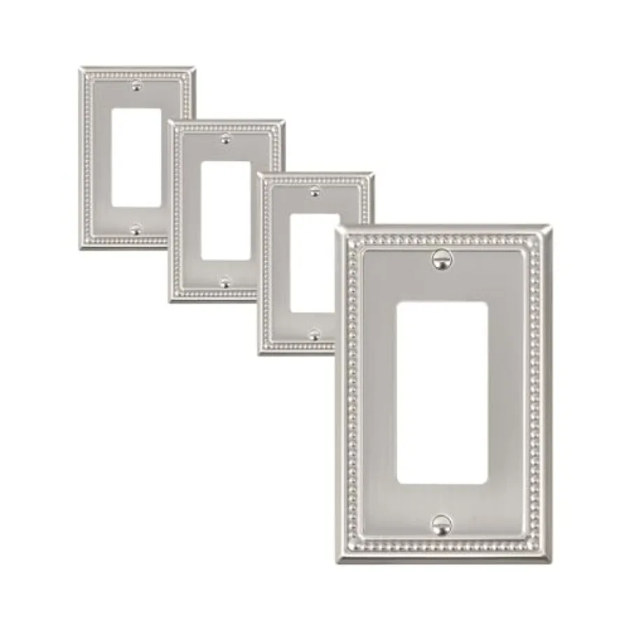 

4-Pack Decorator Outlet Cover Plate, Decorative Switch Plates and Outlet Covers, Metal Wall Plates for Electrical Outlets, Rece