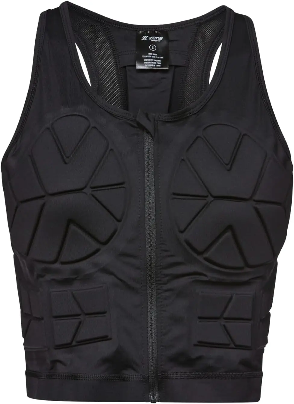 Women's Front Zip Padded Compression Vest for Contact Sports, Lacrosse, and More - Chest Protector