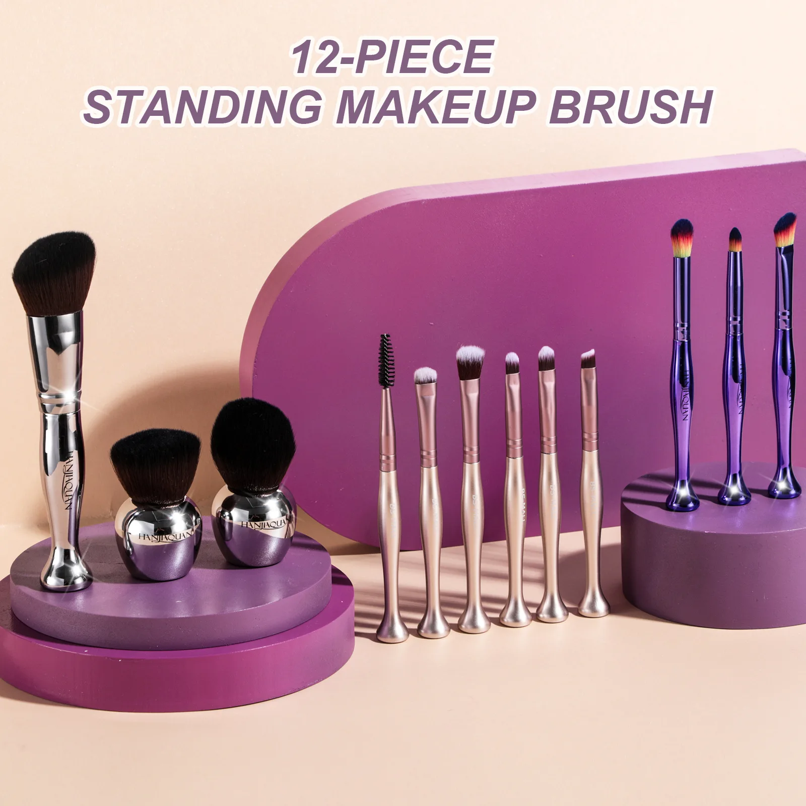 12-PCS Makeup Brush Set Soft Fluffy Makeup Tools Cosmetic Powder Eye Shadow Foundation Blush Blending Beauty MakeUp Brush