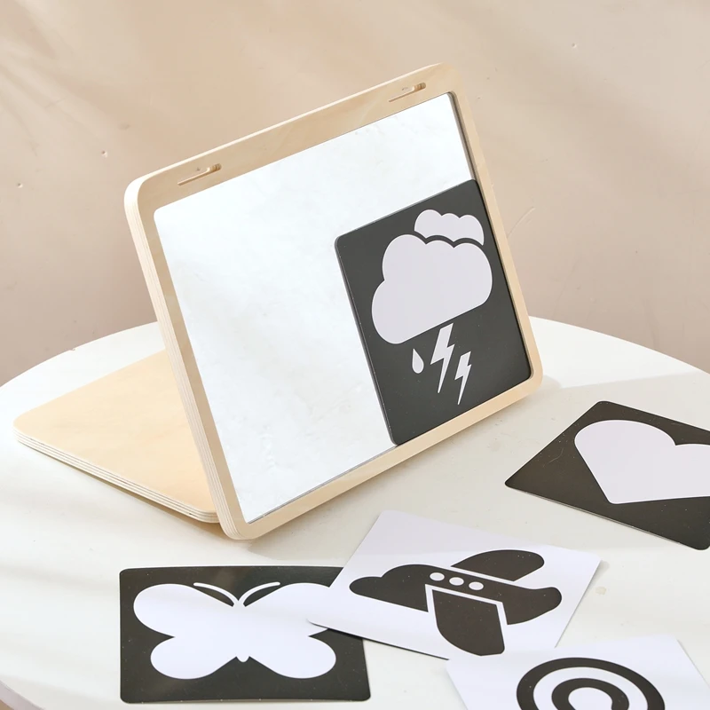 

Black And White Baby Floor Mirror Tummy Time Sensory Baby Toys 6 12 months Kid Toys For Babies Montessori Development Crawl Toys