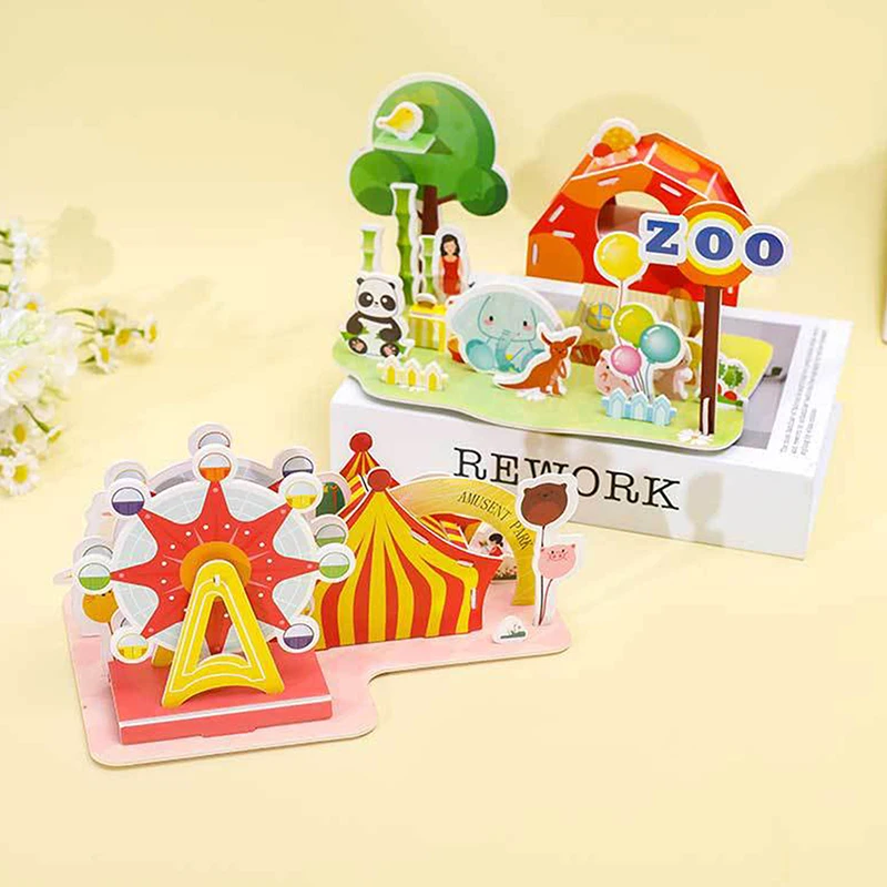 1 Set Children's Birthday Baby Shower Wedding Guest Gift Back To School Kindergarten Reward DIY Cartoon 3D Puzzle Desktop Game