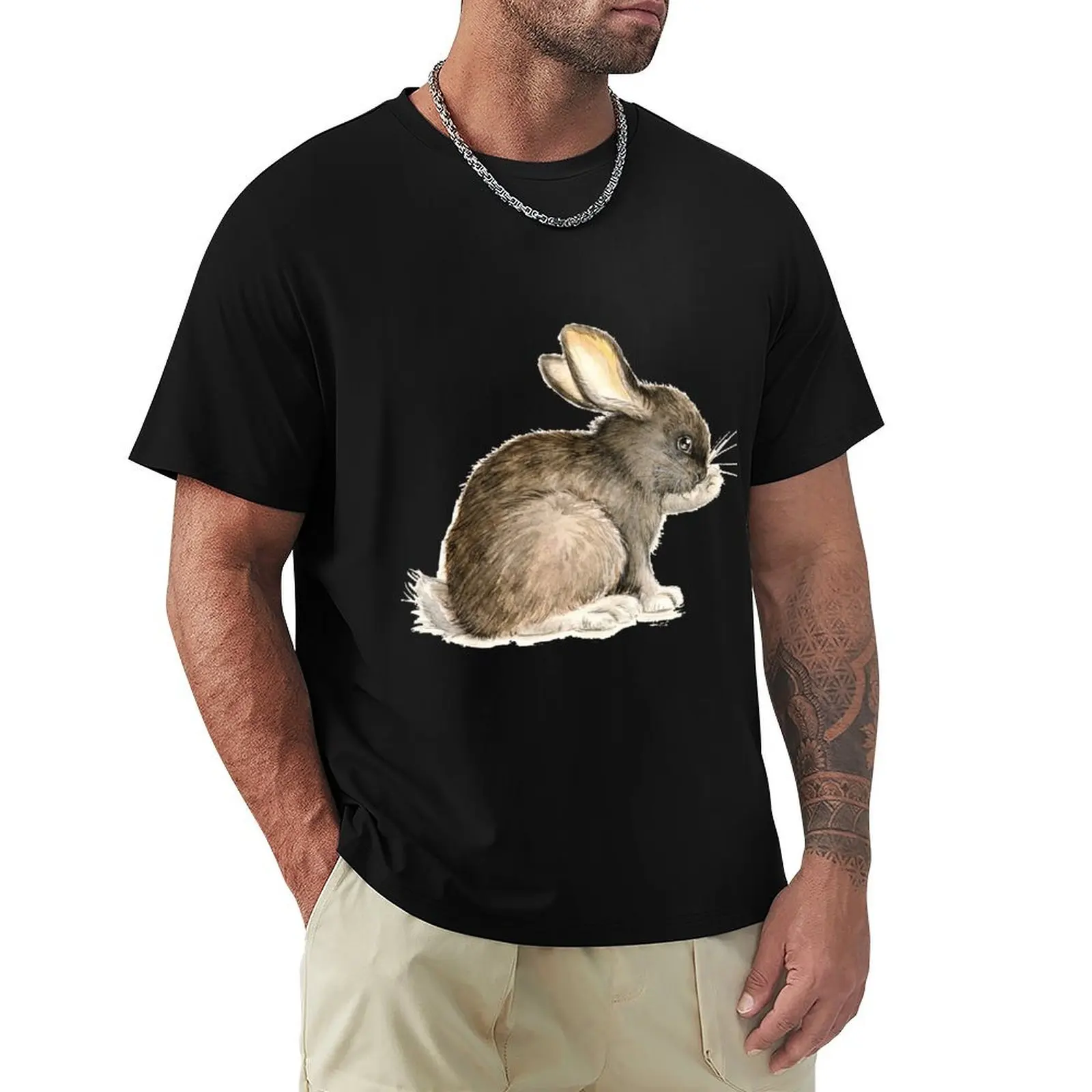 

The black bunny T-Shirt hippie clothes plain designer t shirt men