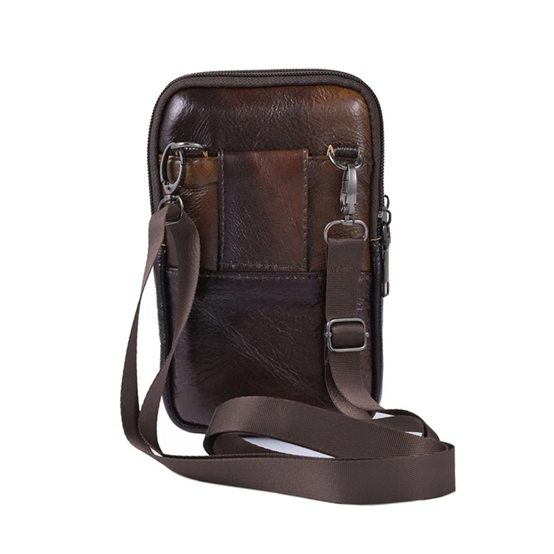 Étui en cuir pour téléphone portable pour hommes, petit à bandoulière, sacs à bandoulière, pochette E74B