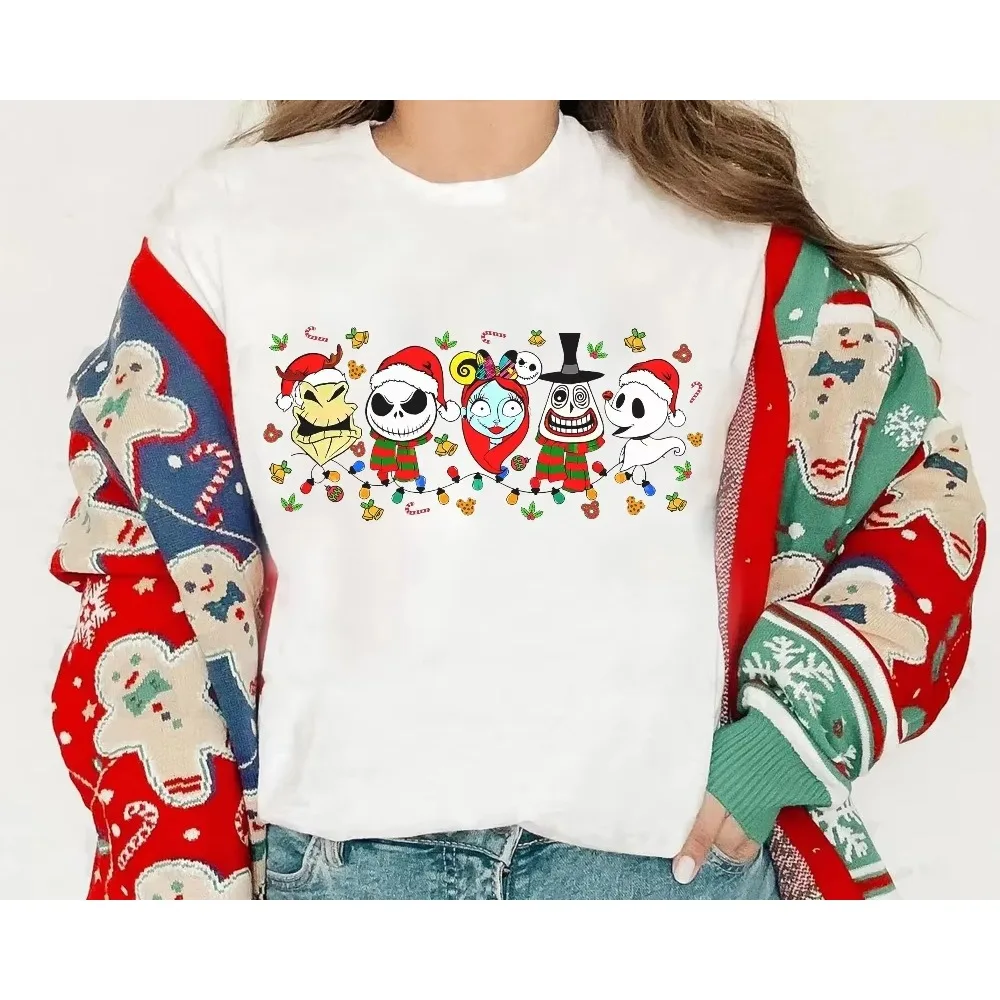 Disney el pesadilla antes de Navidad retrato luces de Navidad camisa Jack Sally Oogie Boogie Lock choque barril transpirable suave