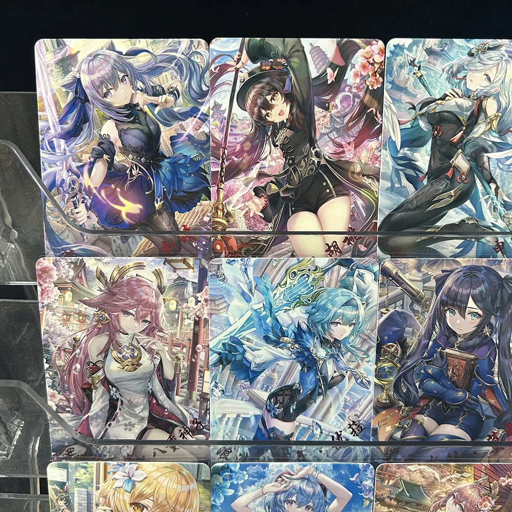 14 Pçs/set Bonito Anime Jogo Genshin Impact Coleção Cartão Keqing Raiden Shogun Kamisato Ayaka Cartão de Coleção de Personagens Sexy