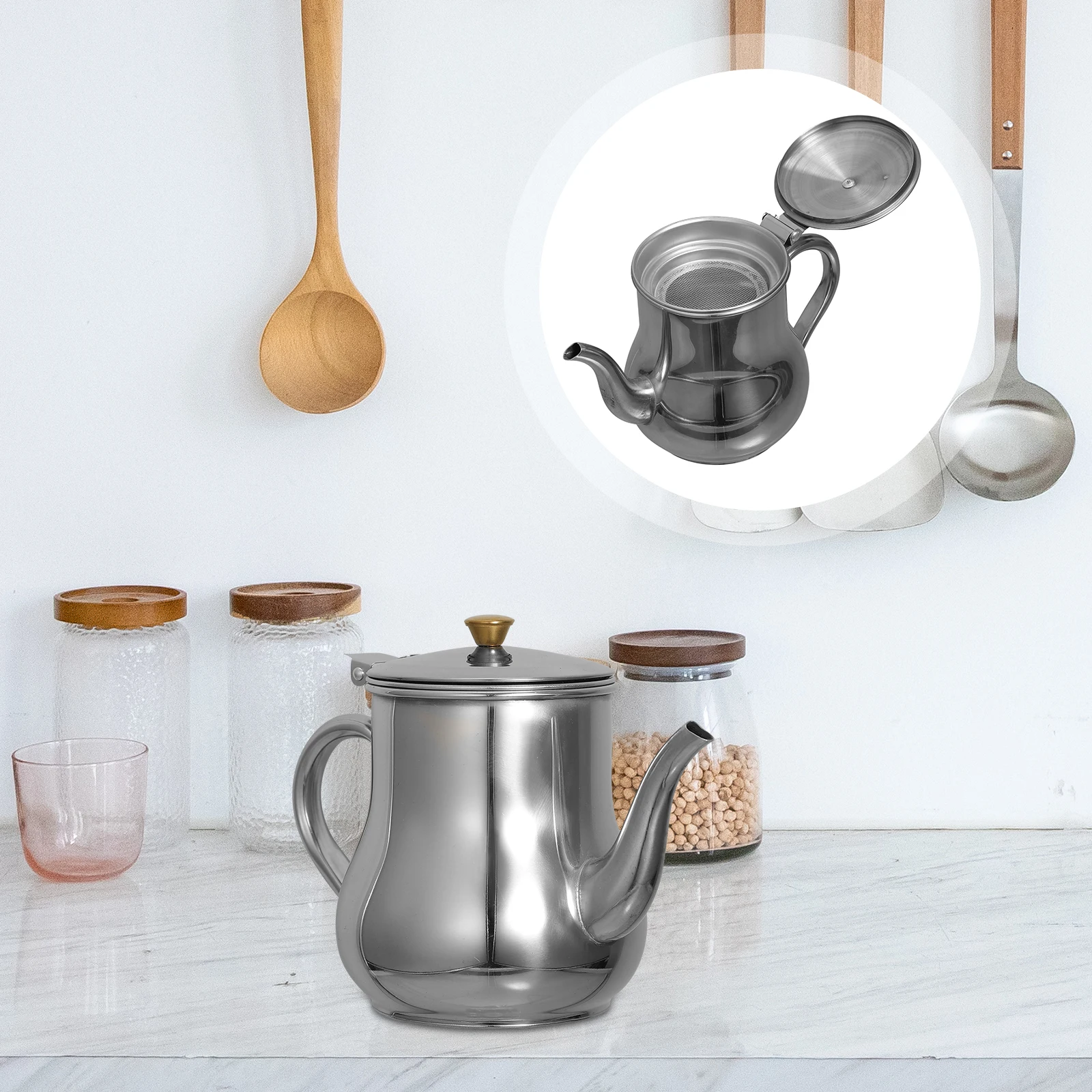 

Household Oil Container Stainless Steel Pot Filter Tanks for Kitchen with Cover