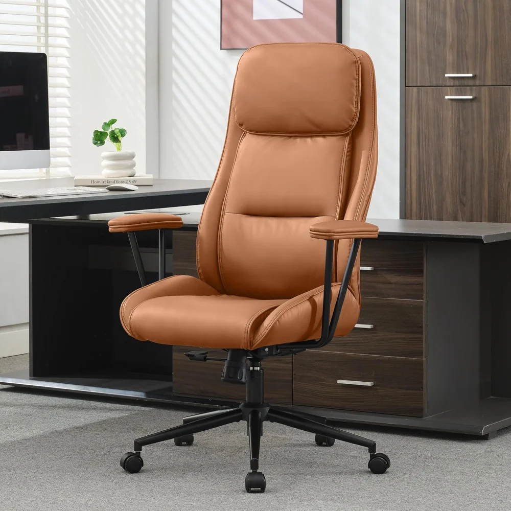 

Modern Leather Office Chair,Ergonomic Home Office Desk Chair with Lumbar Support