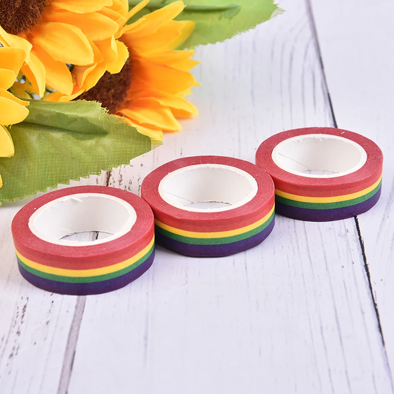 10m/Roll Rainbow Color Sticky Tape Photo Album Scrapbooking Decor Adhesive