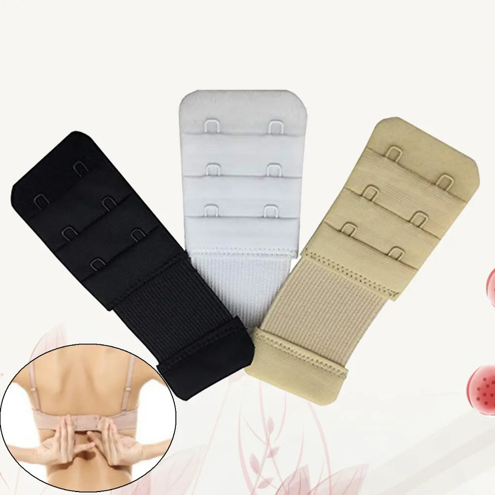 3Pcs Bra Back Extender Hook Super Long Adjustable 2 Hooks Bra Strap Extender for Nursing Maternity Pregnancy Women Black White