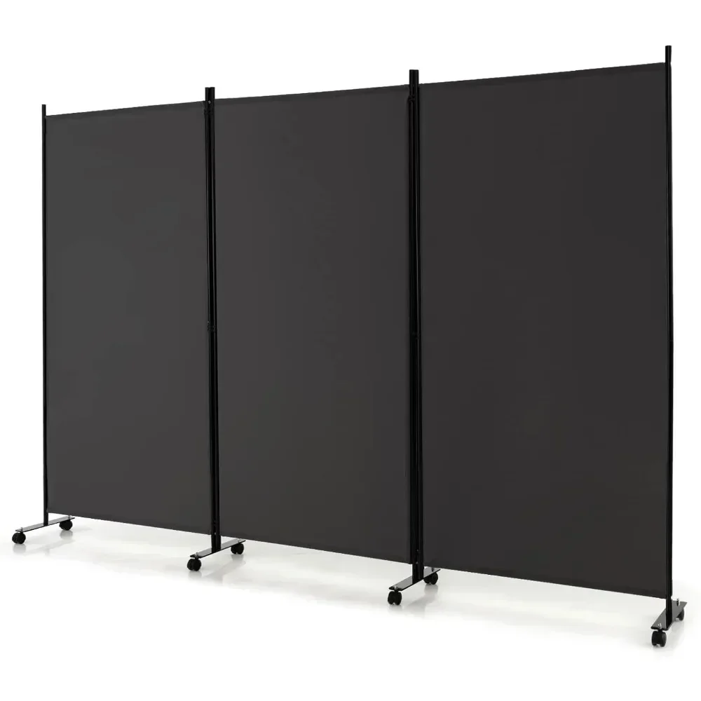 

Customizable 3 Panel Folding Room Divider, 6FT Rolling Privacy Screen with Lockable Wheels, Portable Room Partition Screen