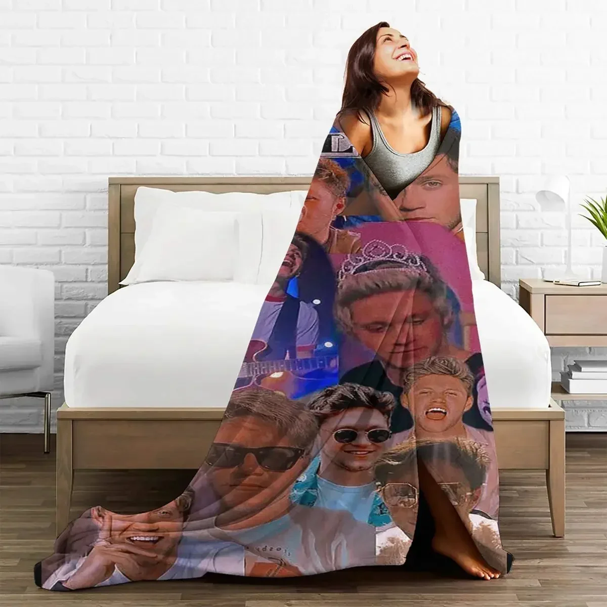 Niall Horan Plaid Blankets Velvet Spring/Autumn Collage 3D Print for Kids Gift Warm Throw Blanket for Bedding Office Bedspread