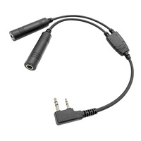 GA Dual Plugs General Aviation Headphone to 2-Pin Pilot Headset Connector Convert Cable for Baofeng UV-5R 888S Kenwood Radio