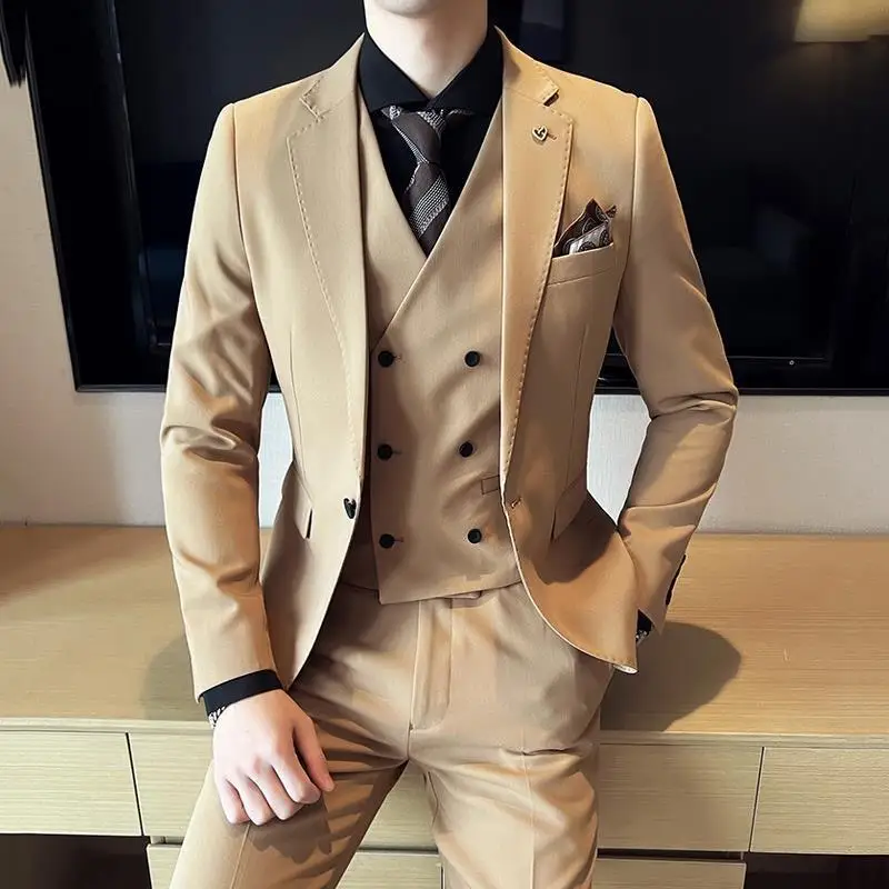 

CH687Dark green high-grade suit thug men's suit wedding dress groom suit men's Korean style slim British style