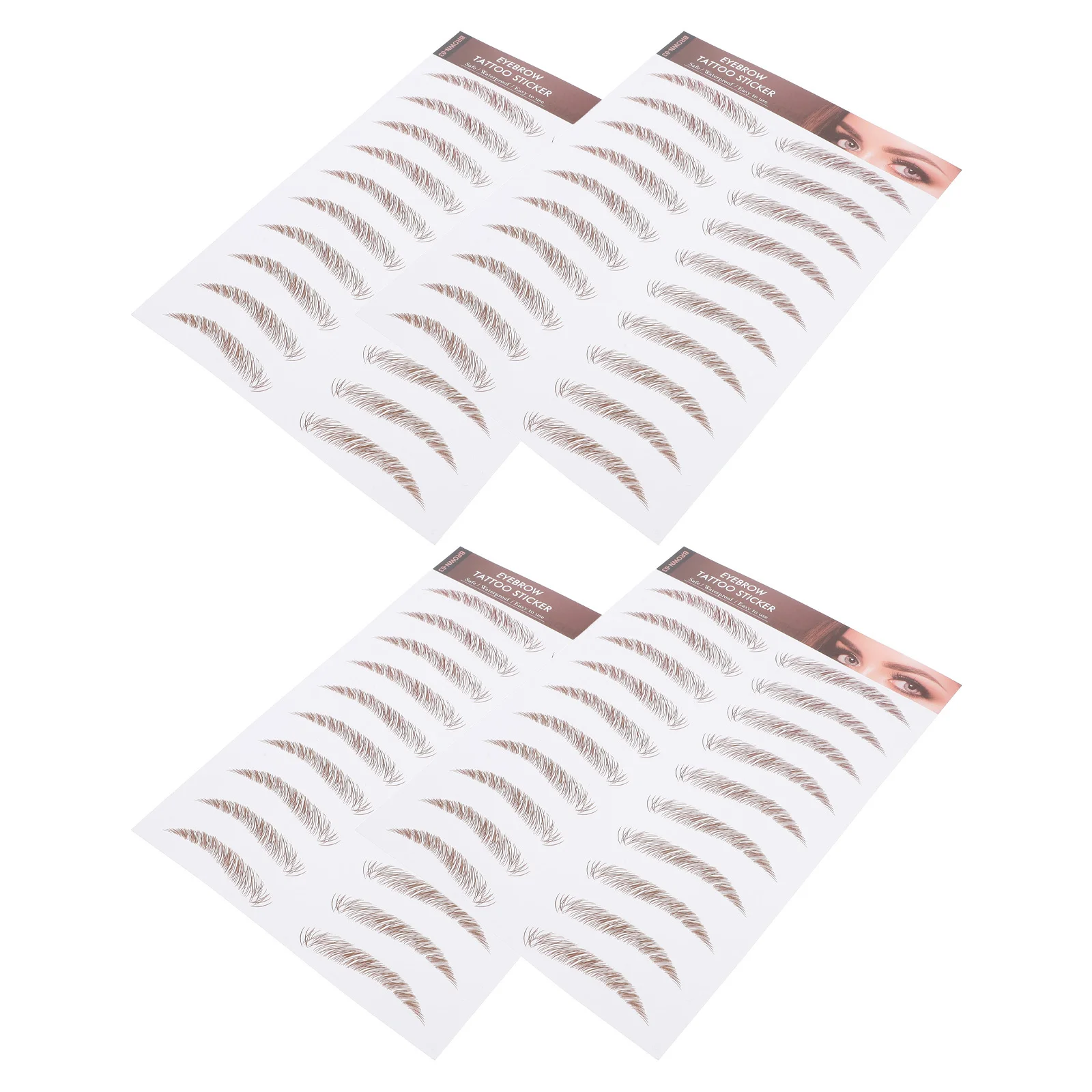 

4Pcs False Eyebrows Cosmetics 6D Hair-Like Eyebrow Transfer Stickers Easy Apply No Glue Needed for Smooth Natural Look Daily