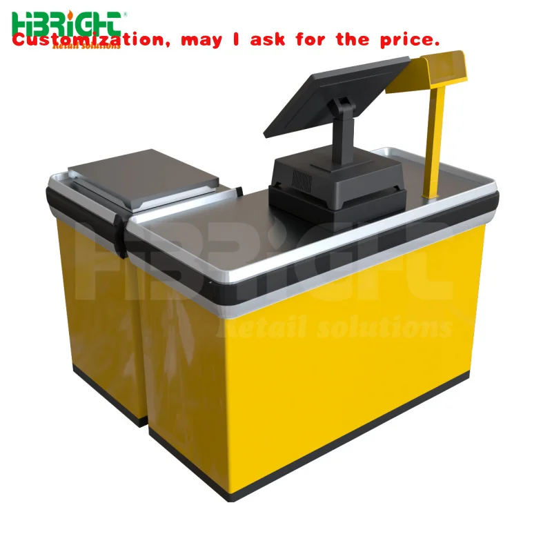 custom.Highbright Retail Grocery Store Shop Cash Cashier Table Desk Register Automatic Checkout Counter with LED