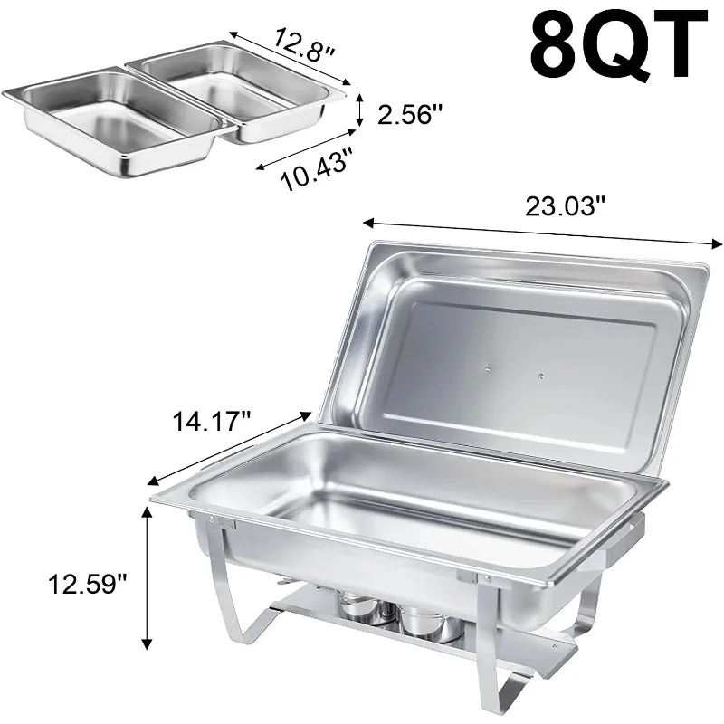 Buffet Catering Dish for Home and Outdoor 2 Sets Keep Food Warm Cold Non-stick and Dishwasher-friendly Party Gatherings Buffets