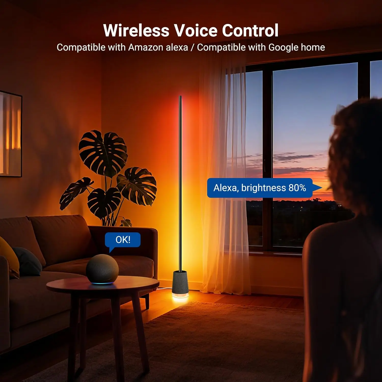 NEEWER Smart RGB Floor Lamp (NF01/NF04/NF06) RGBCW, Music Sync, Voice Control & AI Scene Modes for Gaming/Movie & Home Ambiance