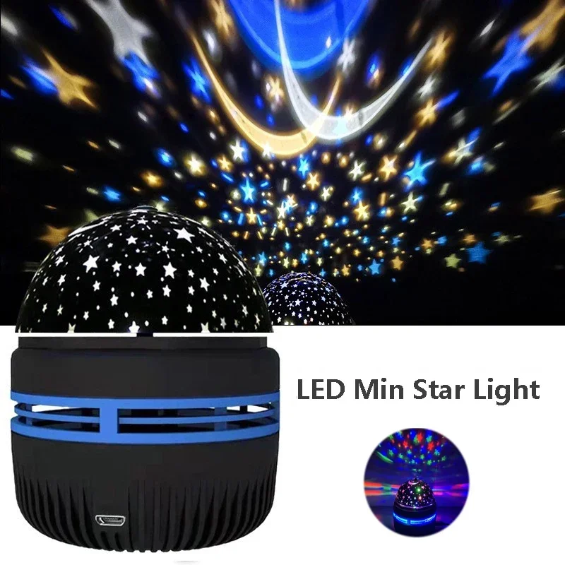 Family Party Rotating Stage Lights Galaxy Projector Starry Sky LED Black Night Light Planetarium Children Bedroom Starlight