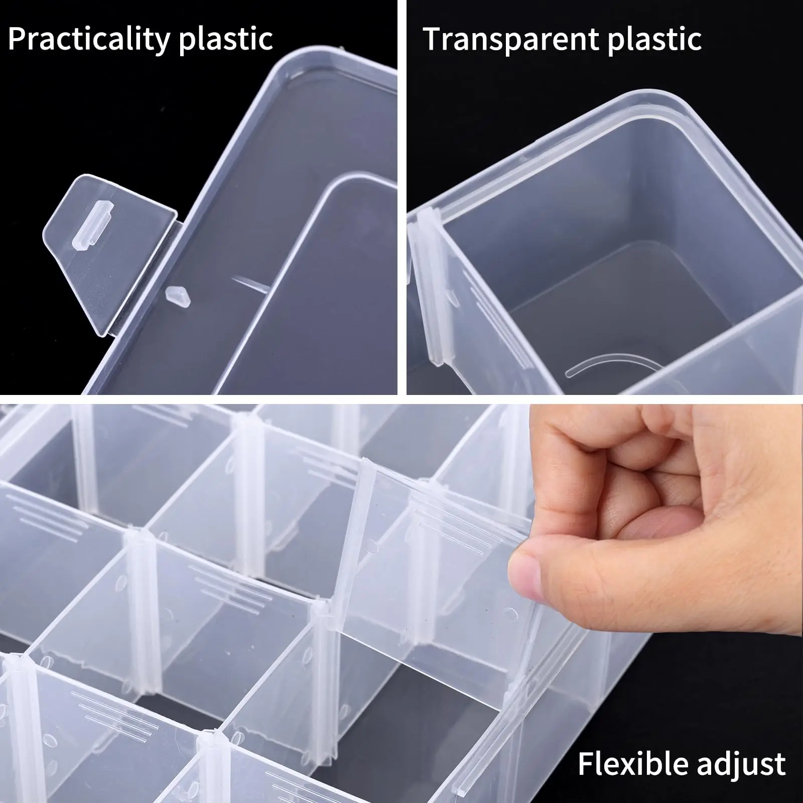 1/2/3Pcs Large Transparent Plastic Storage Boxes with 15 Compartments- Ideal for Beads, Jewelry, Crafts& More