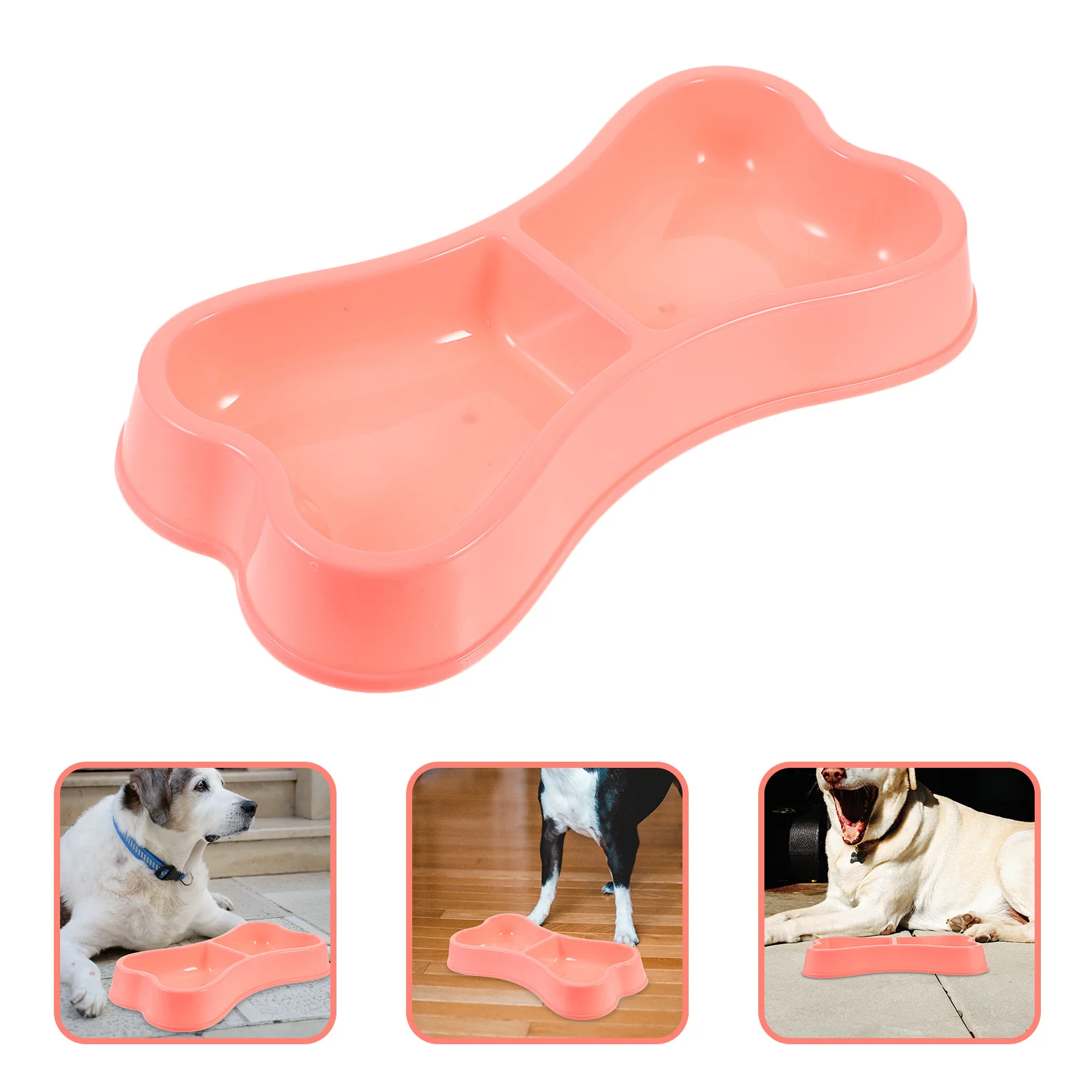 

Bone Shape Pet Food Bowl Double Feeding Dish For Cats Dogs Kitten Small Pets Plastic Water Food Container Indoor Dog Bowl