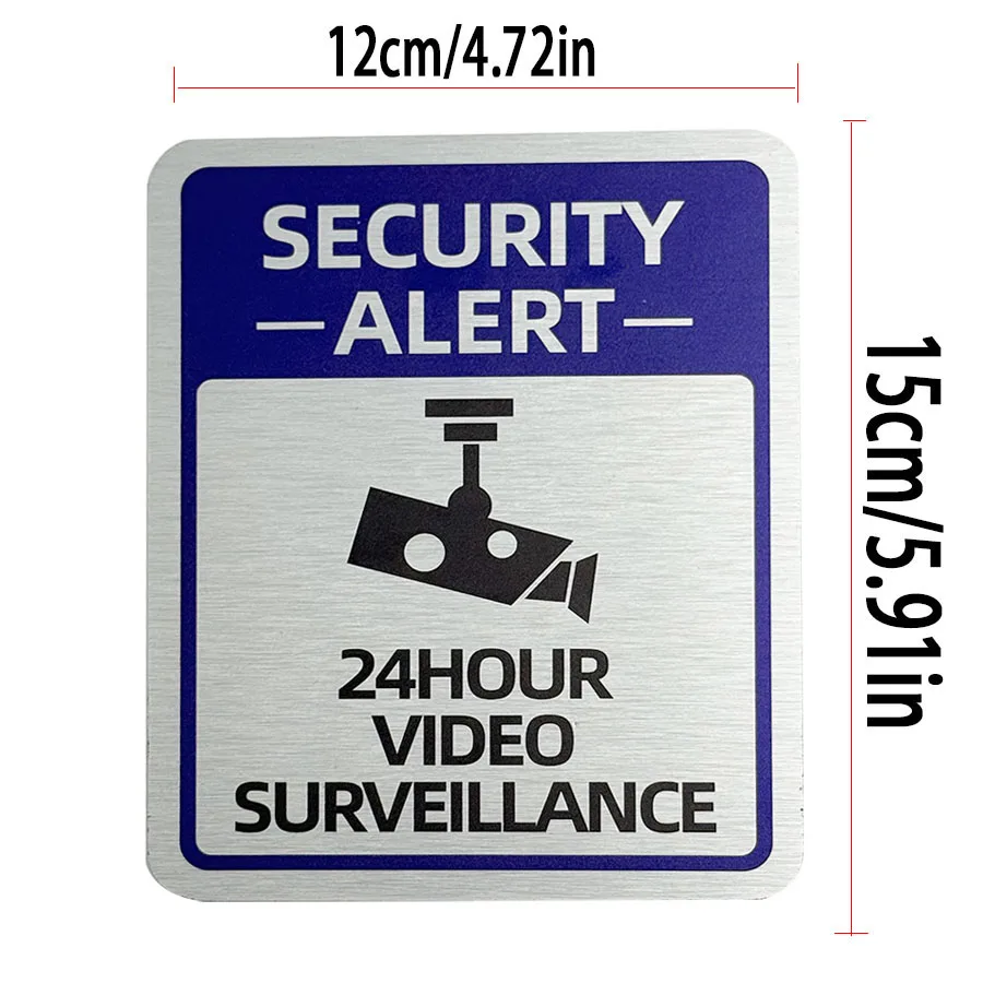 4pcs Aluminum Plate monitoring warning signs 24-hour video surveillance area inside the aluminum plate reflect