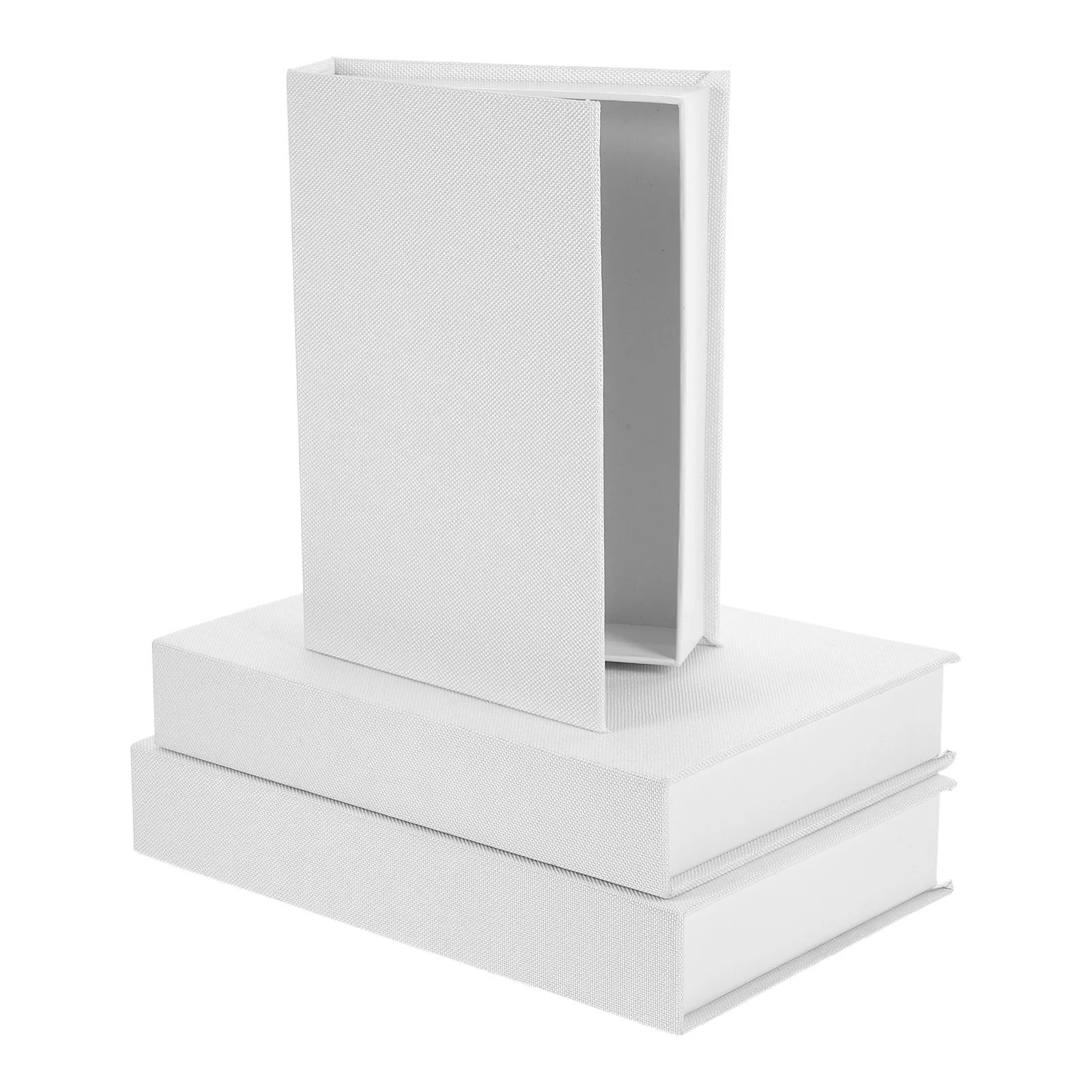 

3Pcs Faux Book Storage Box Linen Covered Decorative Books Hollow Interior for Keys Rings Necklaces Small Items Display Shelf